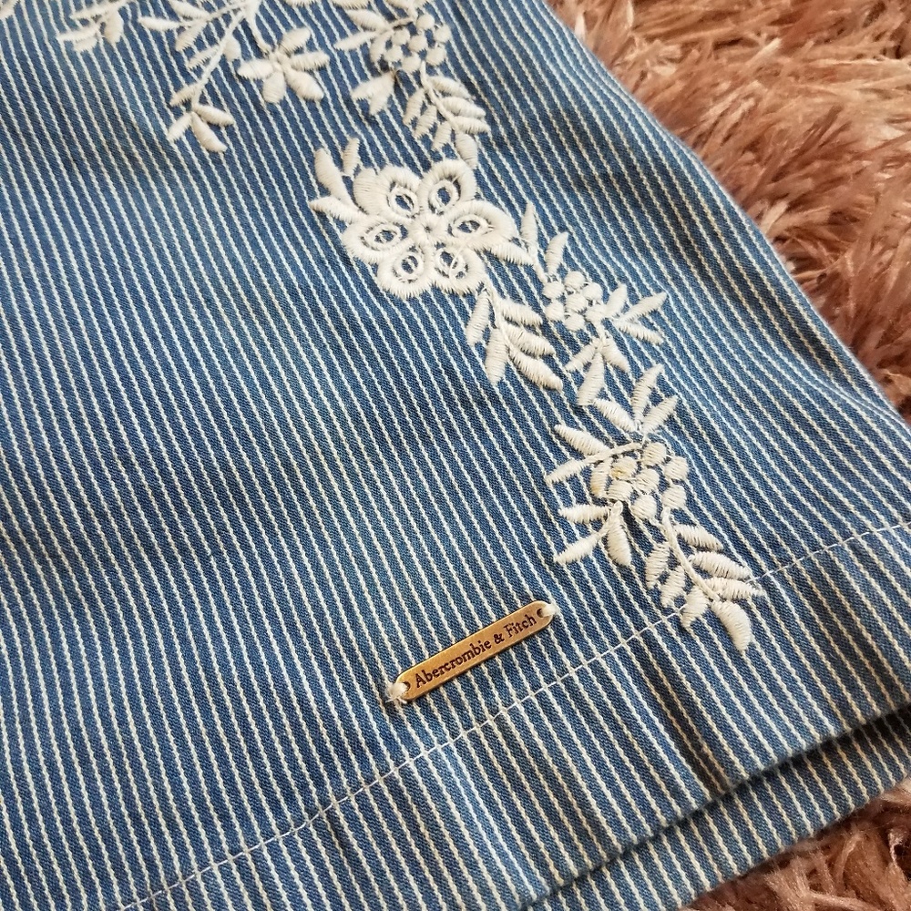 Abercrombie and Fitch Blue Chambray Striped Skirt